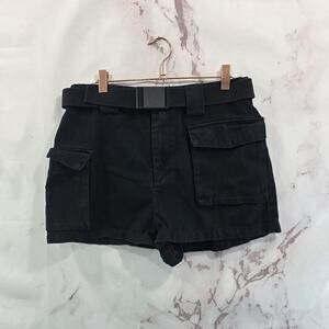 TNA Shorts Womens Medium 28 Black Belted High Rise Aritzia Cargo Shop Military